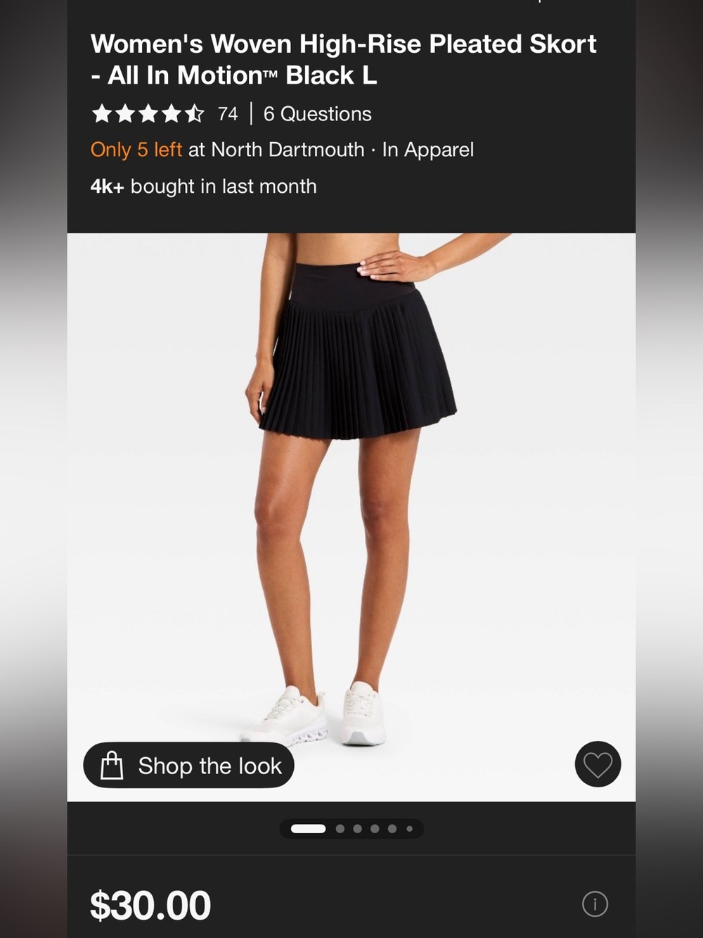 all in motion Black Pleated High-Rise Athletic Skort